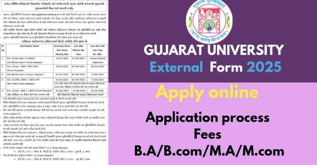 Gujarat University external form 2025