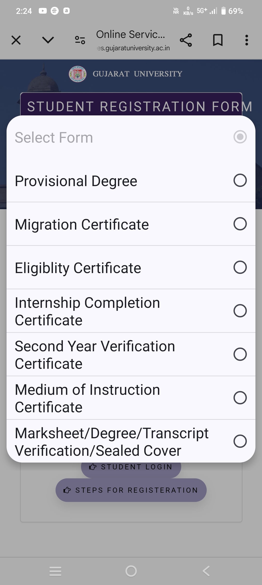 gujarat University duplicate marksheet online apply