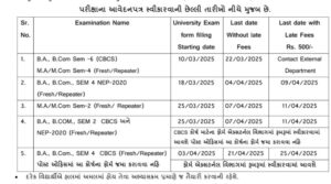 Gujarat University external form last date 2025